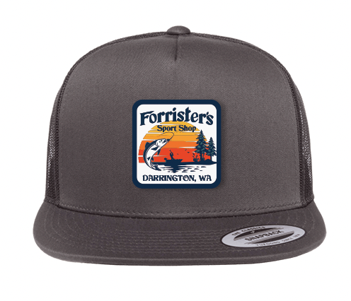Forrister's Sport Shop Flat Bill Snapback Trucker Hat - Fish Logo