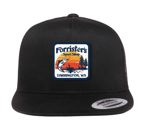Forrister's Sport Shop Flat Bill Snapback Trucker Hat - Fish Logo