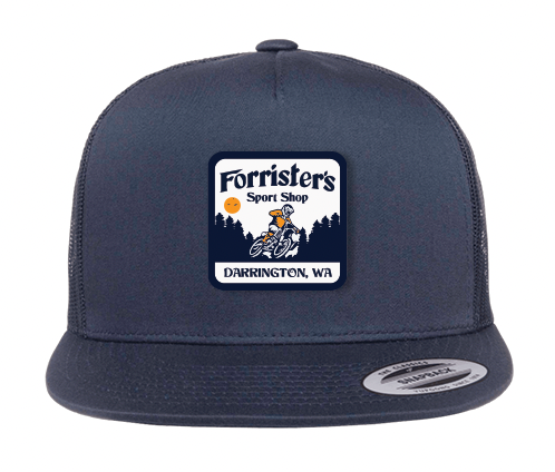 Forrister's Sport Shop Flat Bill Snapback Trucker Hat - Dirt Bike Logo