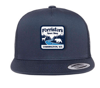 Forrister's Sport Shop Flat Bill Snapback Trucker Hat - Deer & Bear Logo