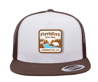 Forrister's Sport Shop Flat Bill Snapback Trucker Hat - Deer & Bear Logo