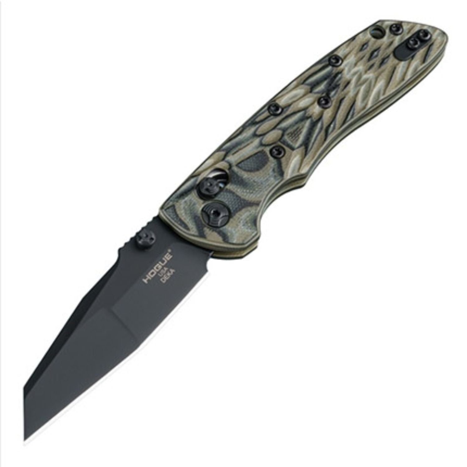 Hogue Deka 3.25in Lock Fold Mod Wharncliffe Black G10 Green