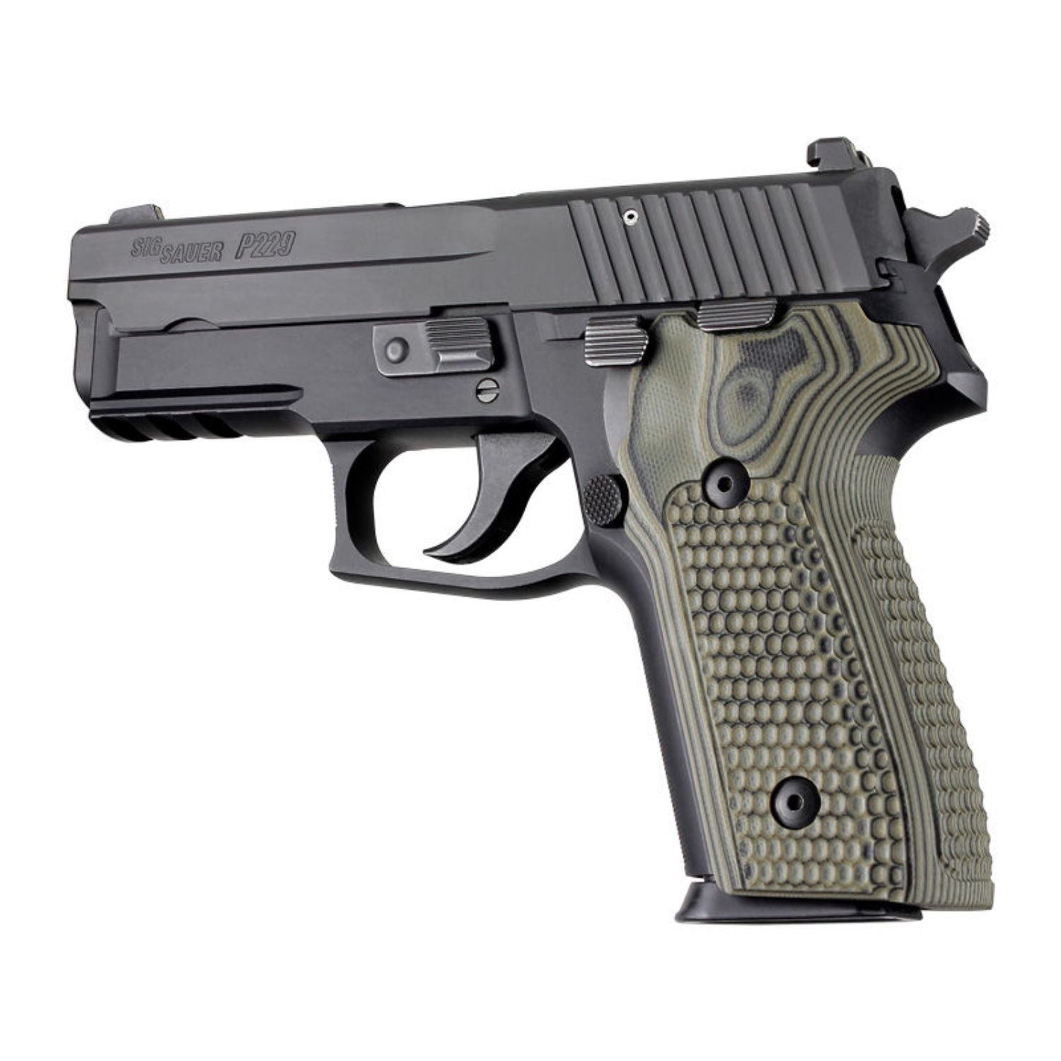 Hogue Sig Sauer P228 P229 DA SA Piranha G10 Green Lava