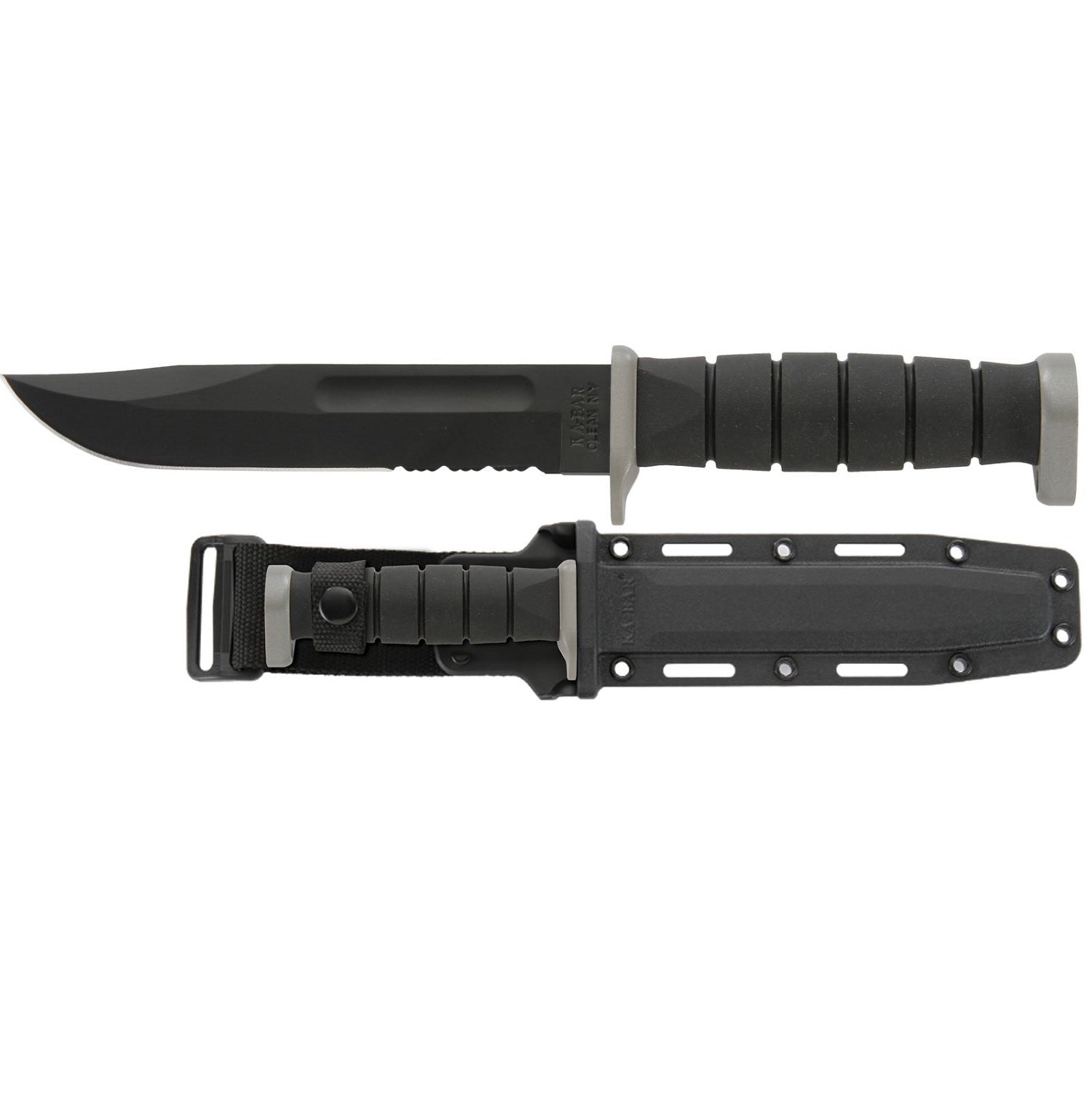 KA-BAR Bowie Fixed 7.0 in Black Combo Blade Polymer Handle