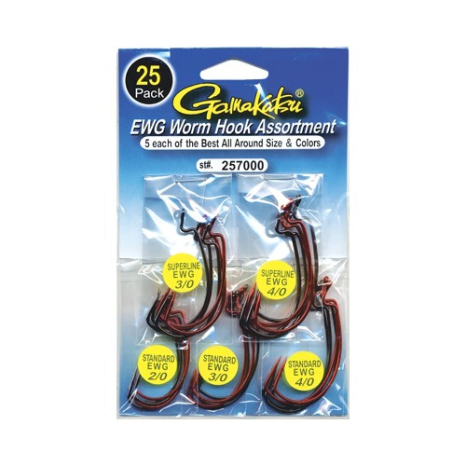 Gamakatsu Ewg Worm Assortment 2/0-4/0 25 Per Pack