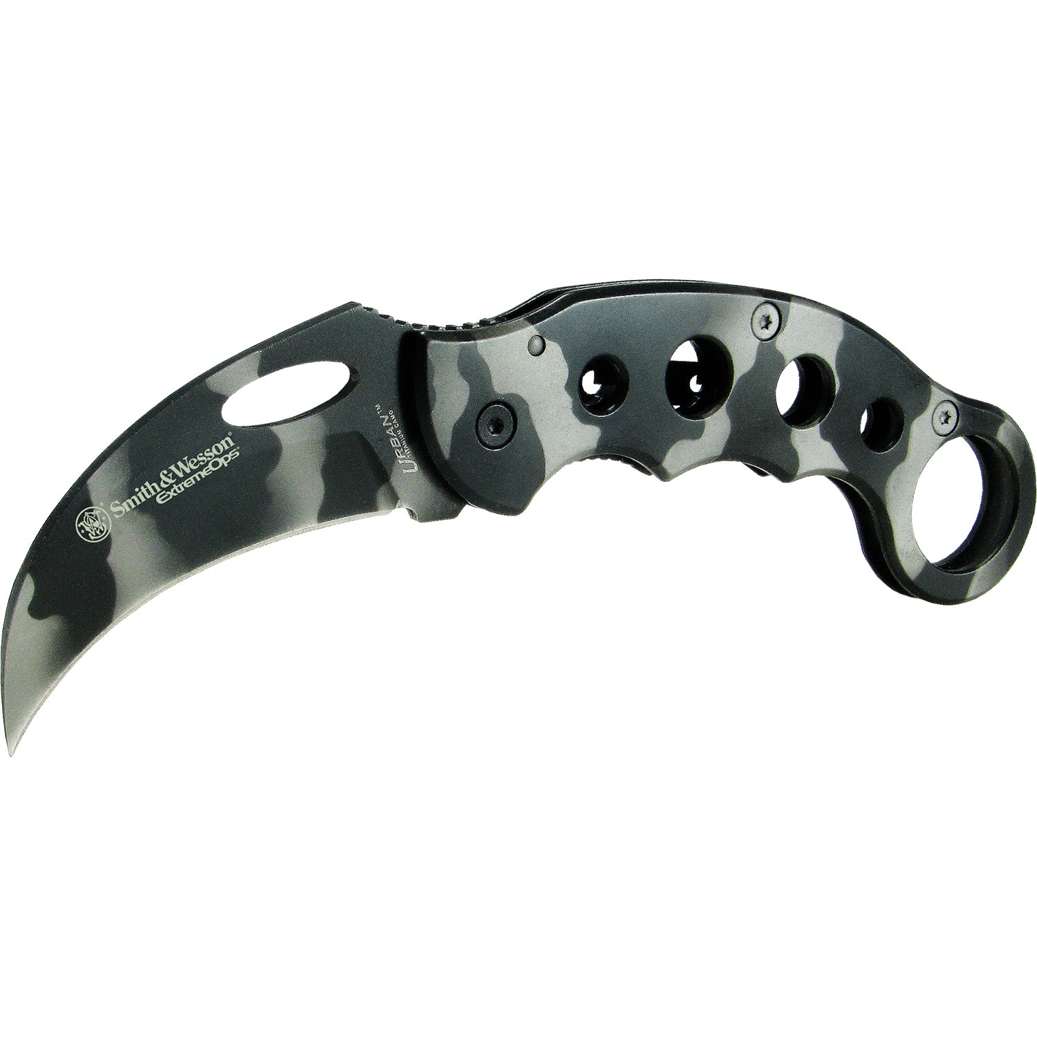 SW Extreme Ops Karambit Folder 2.75 in Camo Blade SS Handle